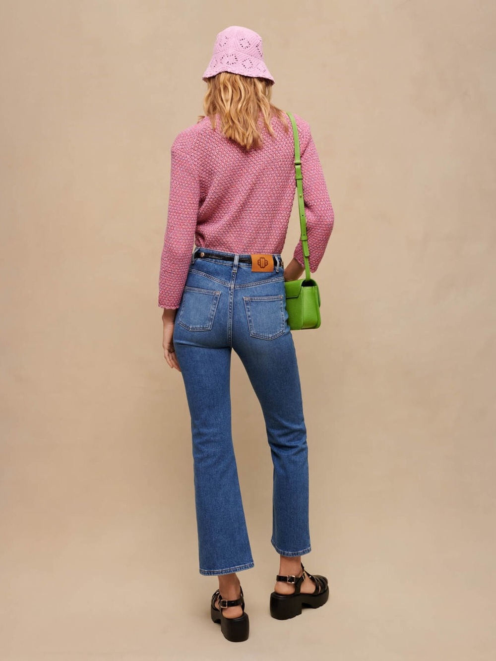 Maje Papala High Rise Ankle Flare Jeans with Front Patch Pockets Size 38/6 - Picture 2 of 16